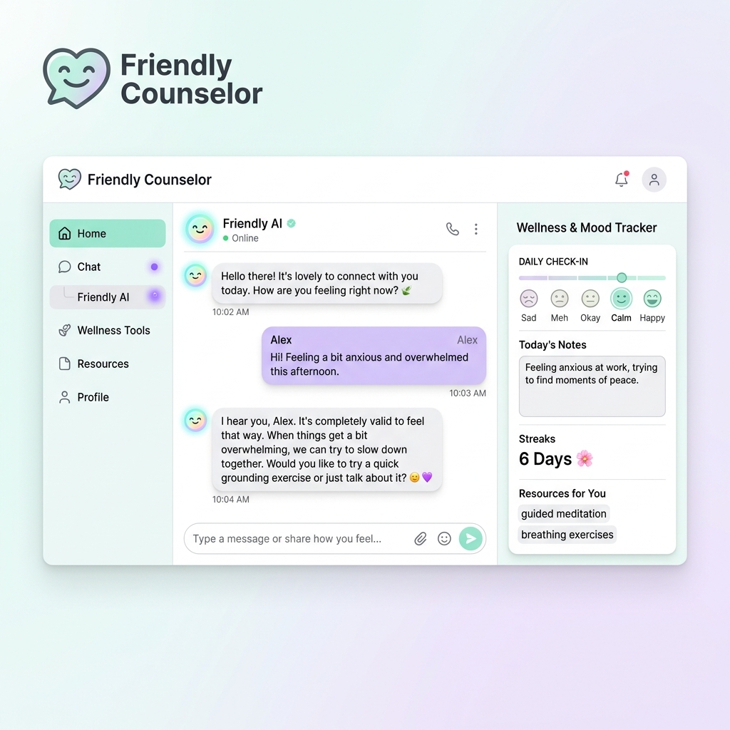 Interface do Friendly Counselor